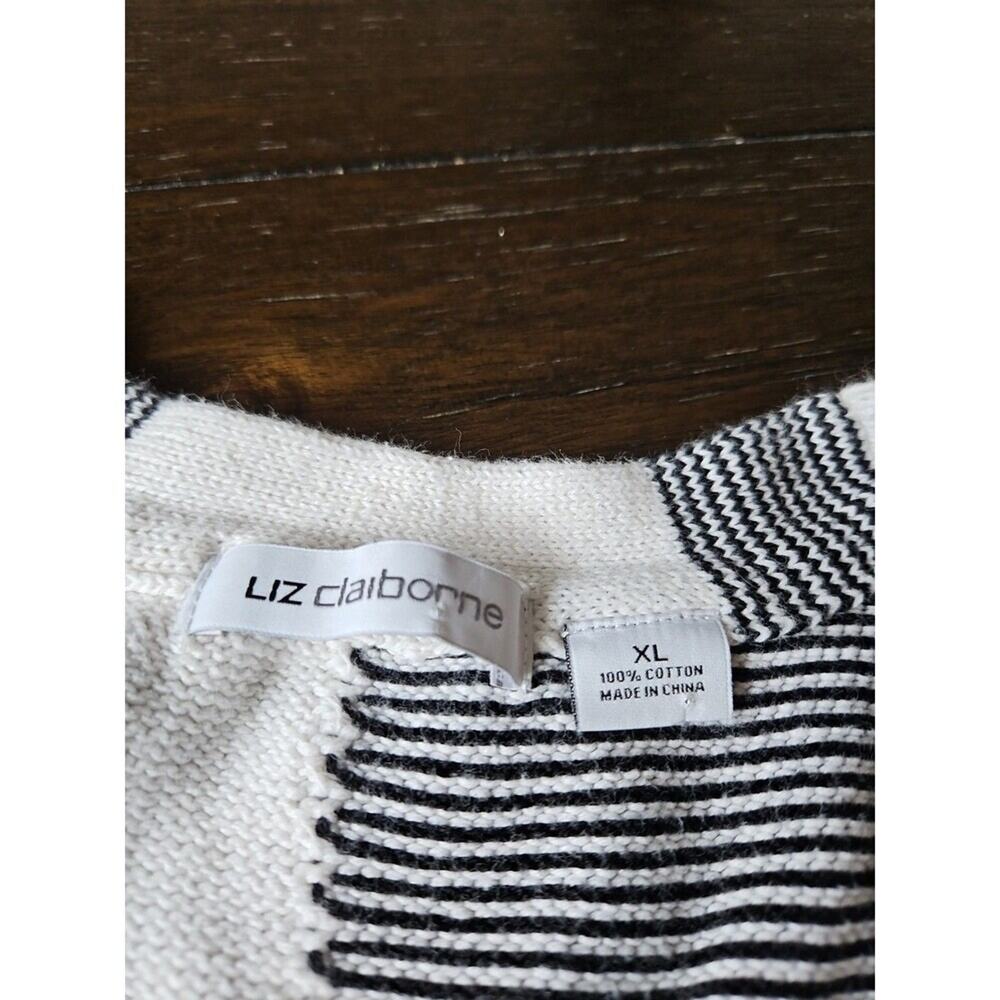 Liz Claiborne Lizwear Women's Size XL Black/ White Patchwork Sweater Heavyweight - Picture 2 of 10